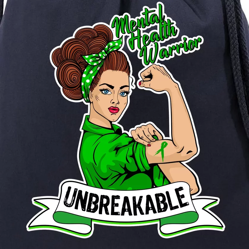 Unbreakable Mental Health Warrior Drawstring Bag