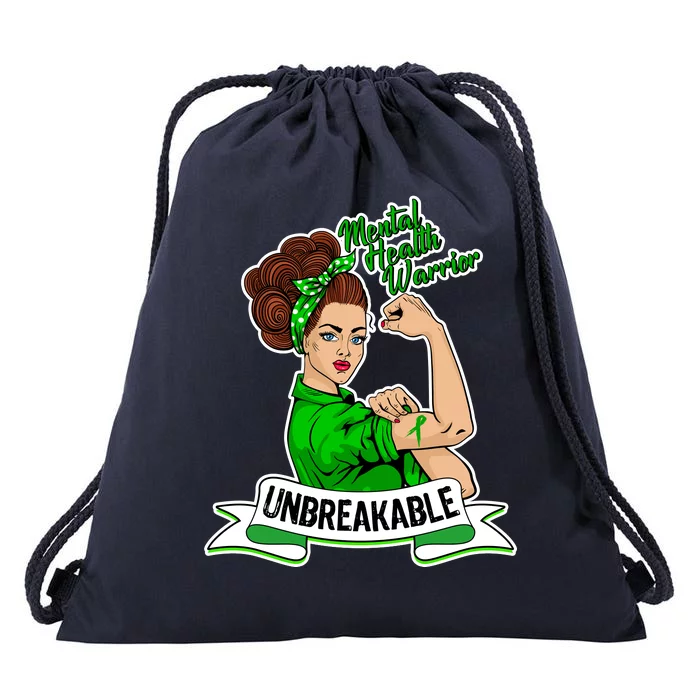 Unbreakable Mental Health Warrior Drawstring Bag