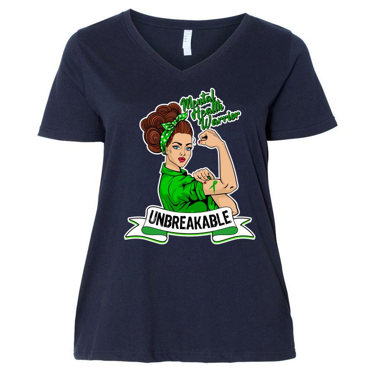 Unbreakable Mental Health Warrior Women's V-Neck Plus Size T-Shirt