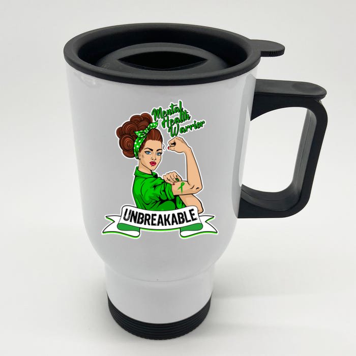 Unbreakable Mental Health Warrior Front & Back Stainless Steel Travel Mug