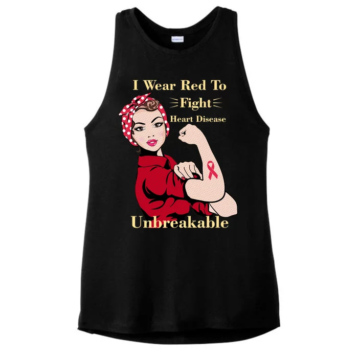 Unbreakable Wear Red To Fight Heart Disease Ladies Tri-Blend Wicking Tank