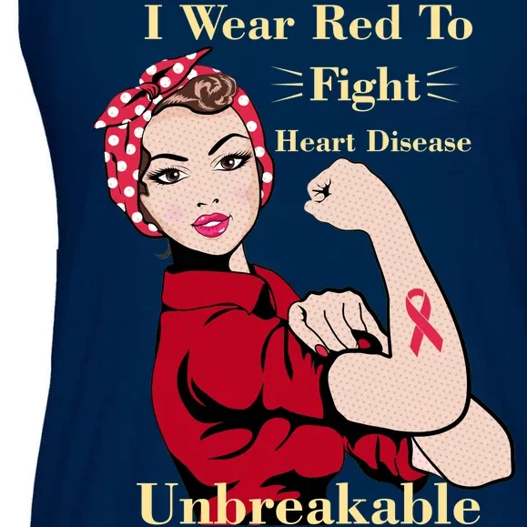 Unbreakable Wear Red To Fight Heart Disease Ladies Essential Flowy Tank