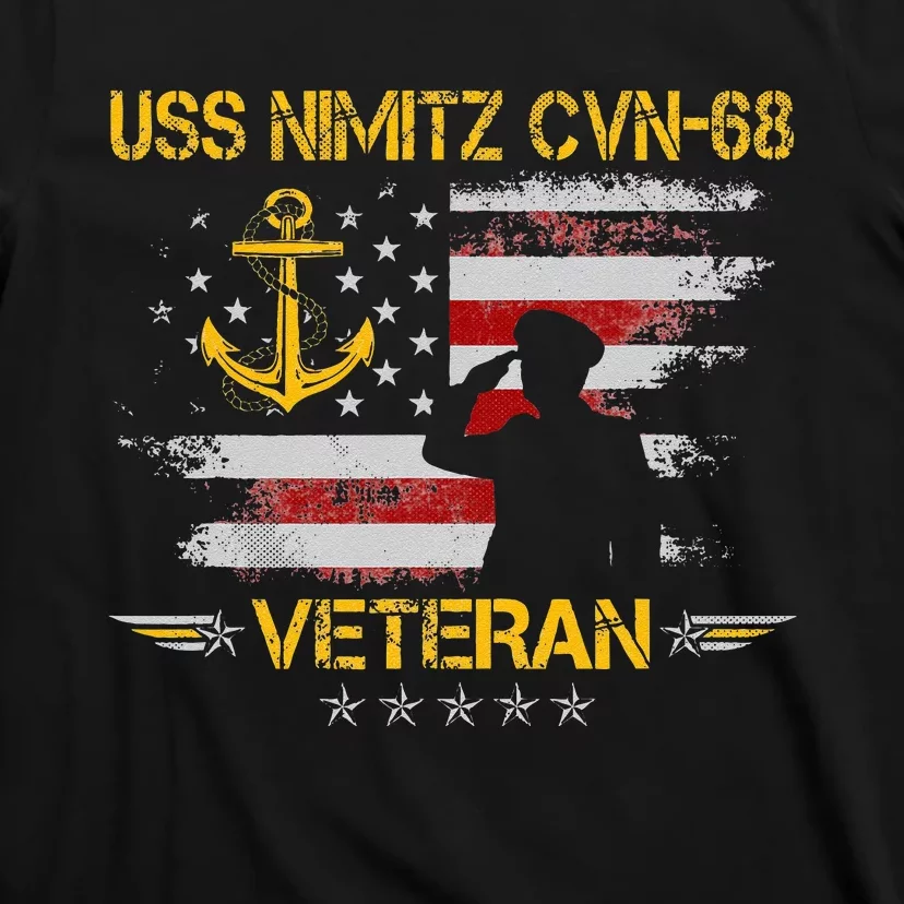 USS Nimitz CVN 68 Aircraft Carrier Veteran Flag Veterans Day T-Shirt