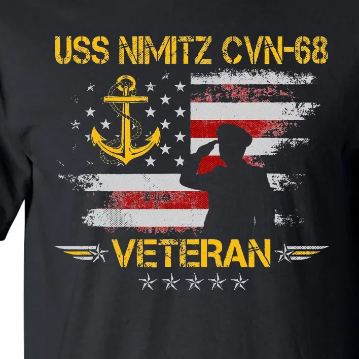 USS Nimitz CVN 68 Aircraft Carrier Veteran Flag Veterans Day Tall T-Shirt