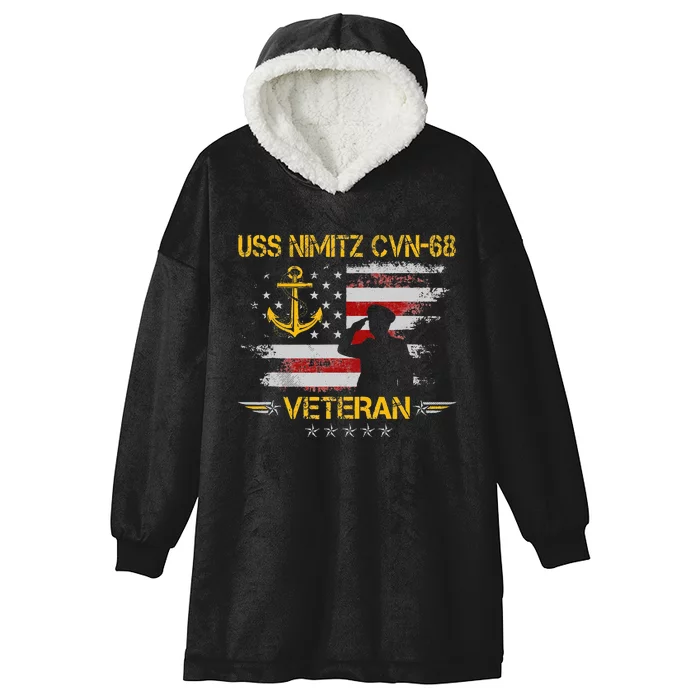 USS Nimitz CVN 68 Aircraft Carrier Veteran Flag Veterans Day Hooded Wearable Blanket