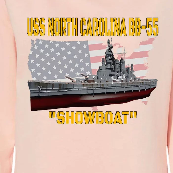 Uss North Carolina Bb55 Battleship & Ww2 American Warship Womens California Wash Sweatshirt