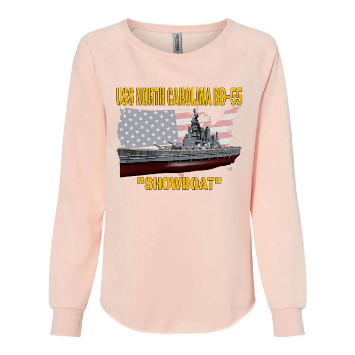 Uss North Carolina Bb55 Battleship & Ww2 American Warship Womens California Wash Sweatshirt