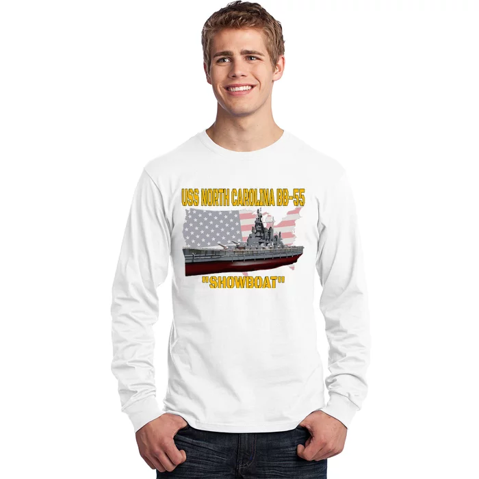 Uss North Carolina Bb55 Battleship & Ww2 American Warship Long Sleeve Shirt