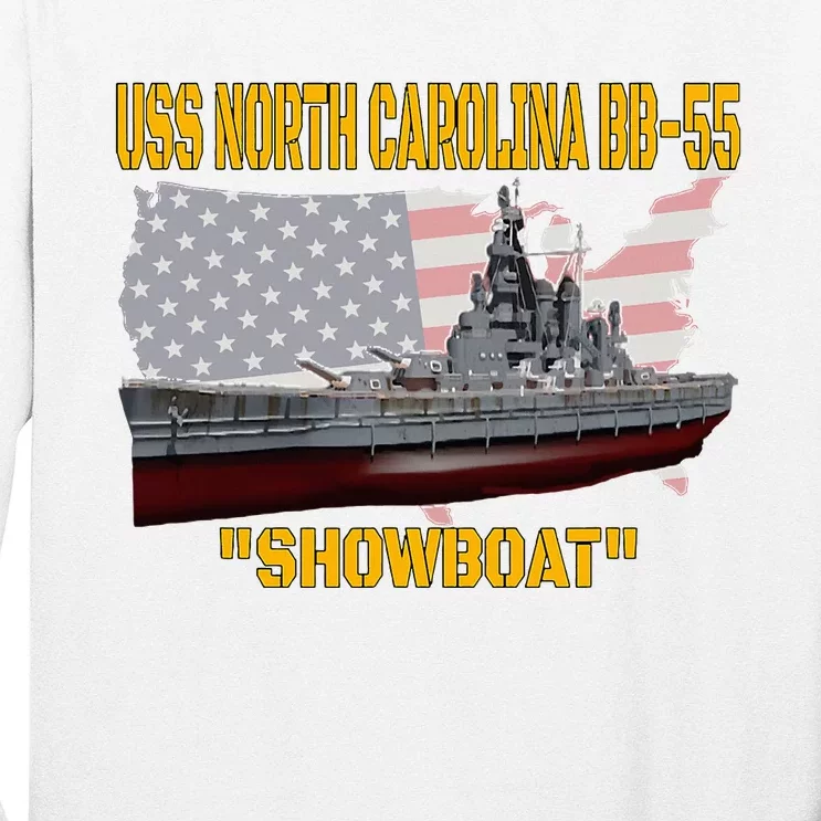 Uss North Carolina Bb55 Battleship & Ww2 American Warship Long Sleeve Shirt