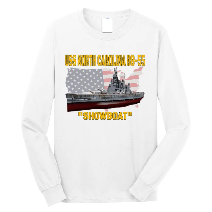 Uss North Carolina Bb55 Battleship & Ww2 American Warship Long Sleeve Shirt