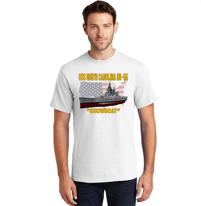 Uss North Carolina Bb55 Battleship & Ww2 American Warship Tall T-Shirt