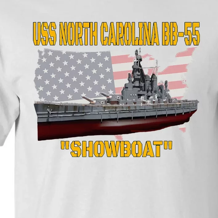 Uss North Carolina Bb55 Battleship & Ww2 American Warship Tall T-Shirt