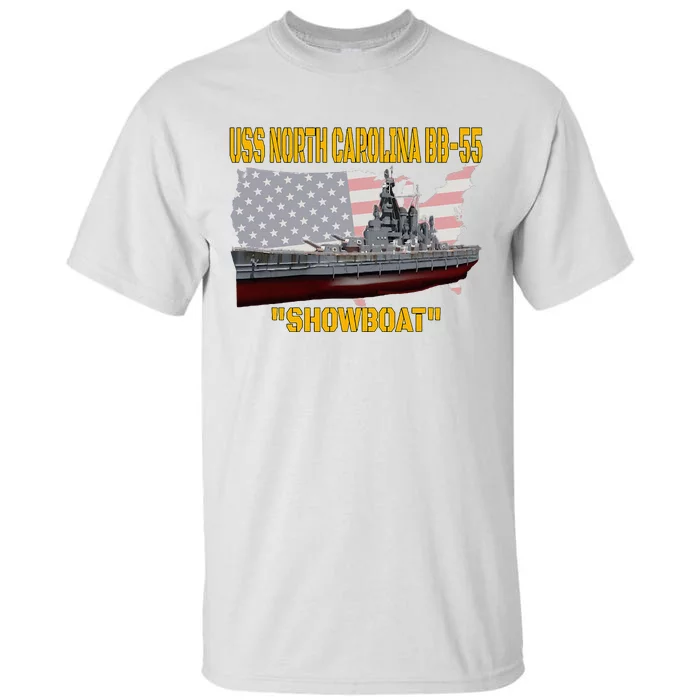 Uss North Carolina Bb55 Battleship & Ww2 American Warship Tall T-Shirt