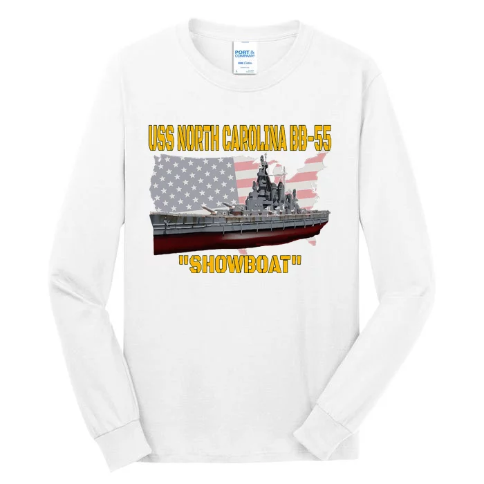 Uss North Carolina Bb55 Battleship & Ww2 American Warship Tall Long Sleeve T-Shirt