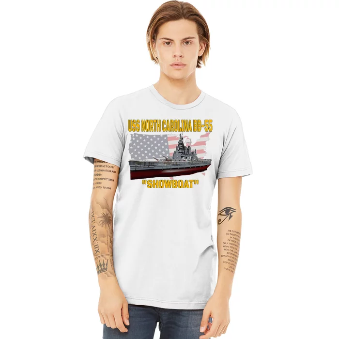 Uss North Carolina Bb55 Battleship & Ww2 American Warship Premium T-Shirt