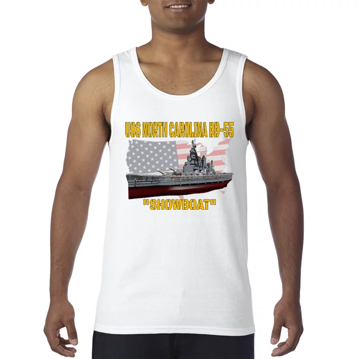 Uss North Carolina Bb55 Battleship & Ww2 American Warship Tank Top