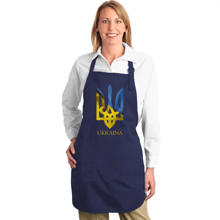 Ukraine National Coat Of Arms Ukraina Ukrainian Trident Full-Length Apron With Pocket