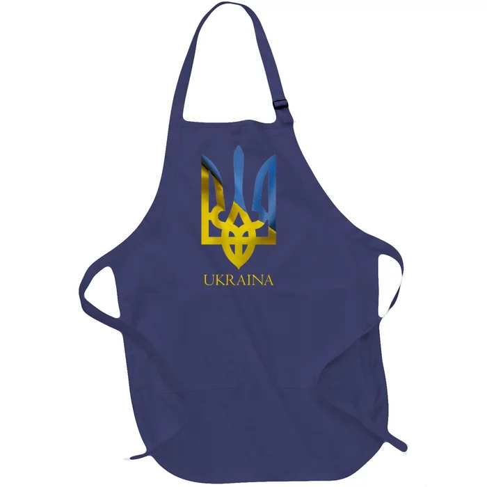 Ukraine National Coat Of Arms Ukraina Ukrainian Trident Full-Length Apron With Pocket