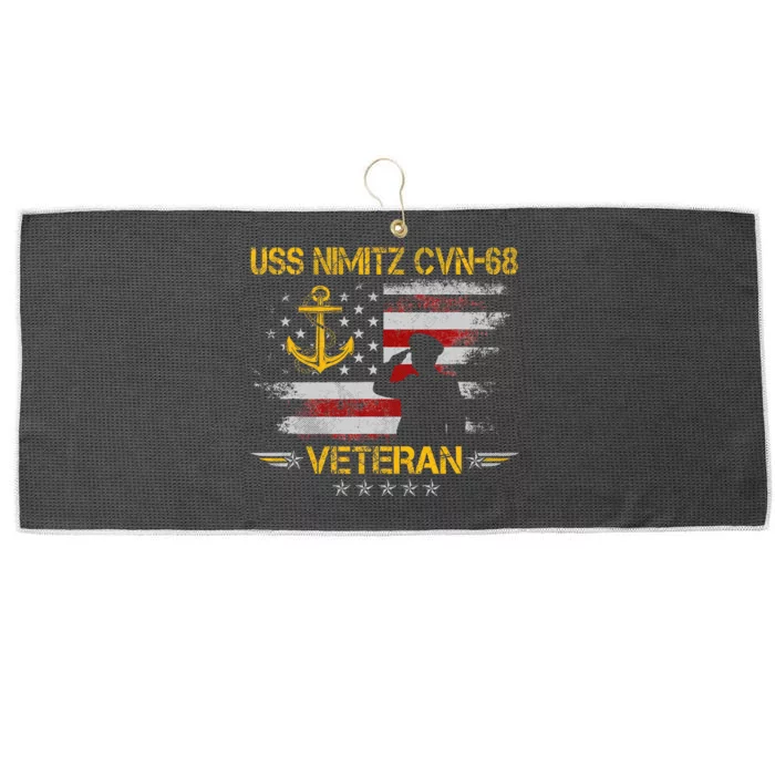 Uss Nimitz Cvn68 Aircraft Carrier Veteran Flag Large Microfiber Waffle Golf Towel