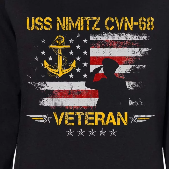 Uss Nimitz Cvn68 Aircraft Carrier Veteran Flag Womens California Wash Sweatshirt