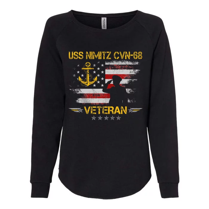 Uss Nimitz Cvn68 Aircraft Carrier Veteran Flag Womens California Wash Sweatshirt