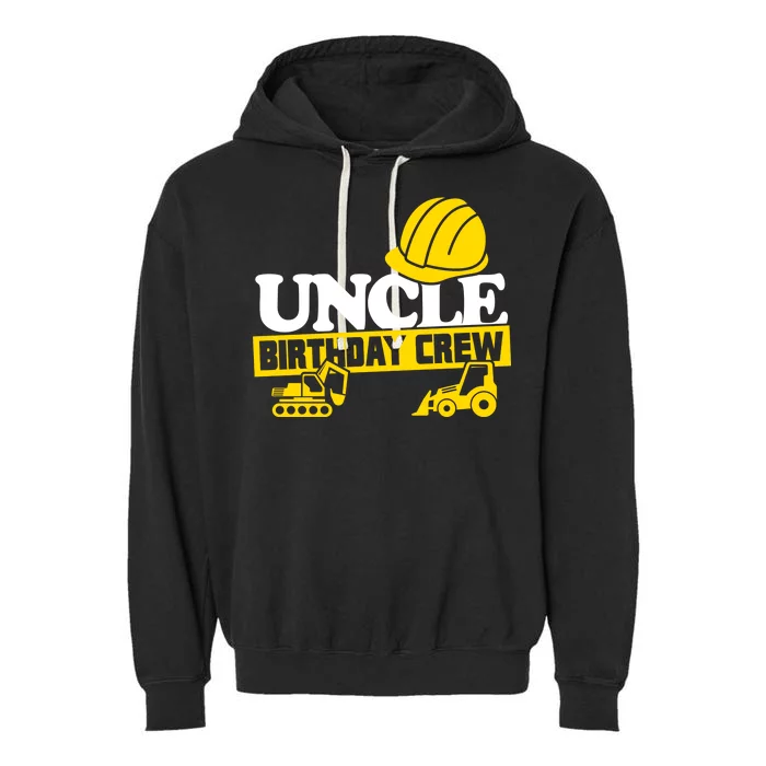 Uncle Birthday Crew Construction Party Garment-Dyed Fleece Hoodie