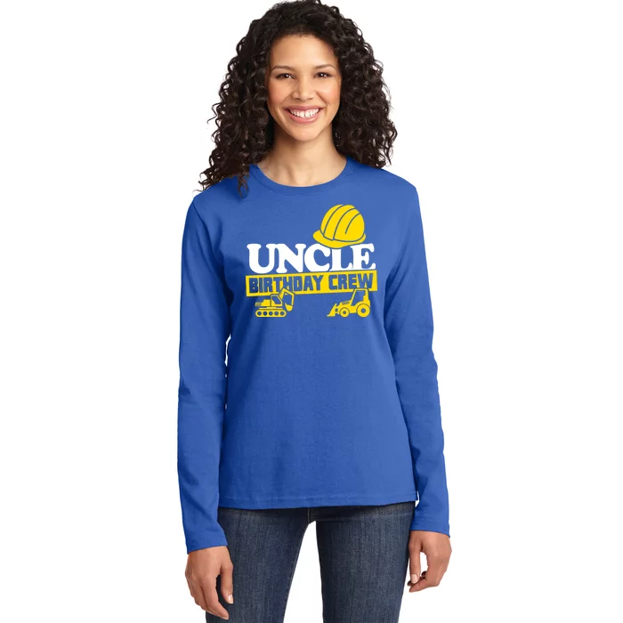 Uncle Birthday Crew Construction Party Ladies Long Sleeve Shirt