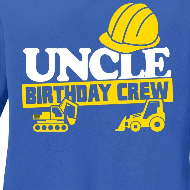 Uncle Birthday Crew Construction Party Ladies Long Sleeve Shirt