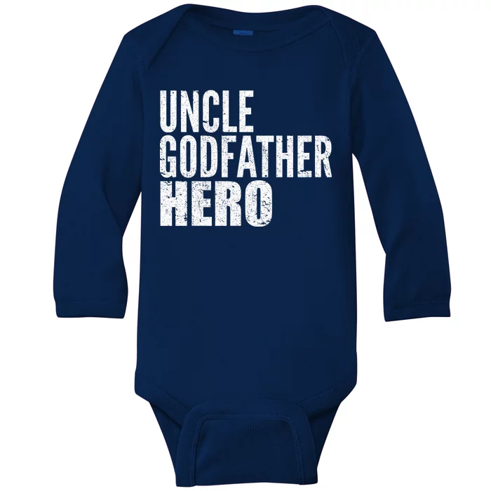 Uncle Godfather Hero Baby Long Sleeve Bodysuit