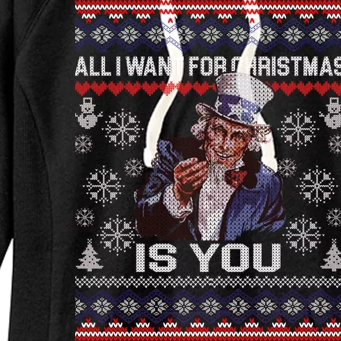 Uncle Sam All I Want for Christmas is You Ugly Women's Fleece Hoodie