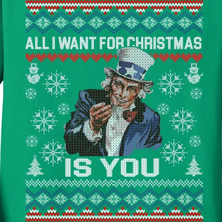 Uncle Sam All I Want for Christmas is You Ugly Kids Long Sleeve Shirt