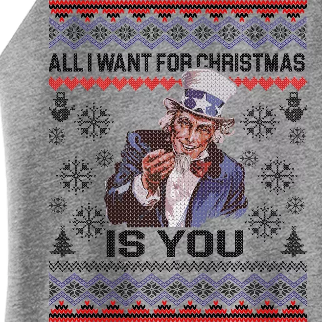 Uncle Sam All I Want for Christmas is You Ugly Women’s Perfect Tri Rocker Tank