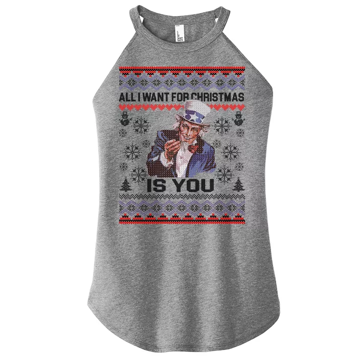 Uncle Sam All I Want for Christmas is You Ugly Women’s Perfect Tri Rocker Tank