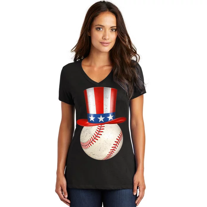 Uncle Sam Baseball Women's V-Neck T-Shirt