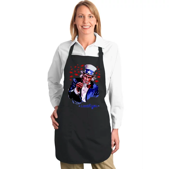 Uncle Sam I Want You Full-Length Apron With Pocket