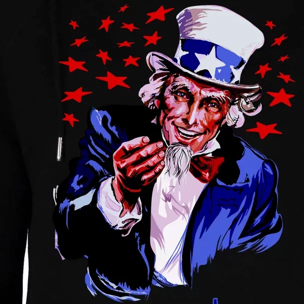 Uncle Sam I Want You Womens Funnel Neck Pullover Hood