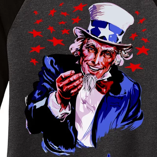 Uncle Sam I Want You Women's Tri-Blend 3/4-Sleeve Raglan Shirt