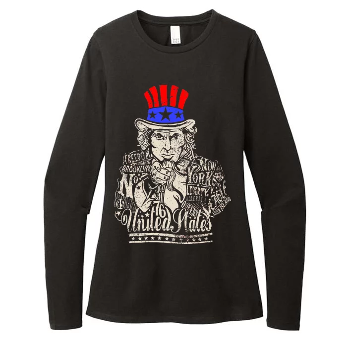 Uncle Sam I Want You 4th of July USA Mashup Womens CVC Long Sleeve Shirt