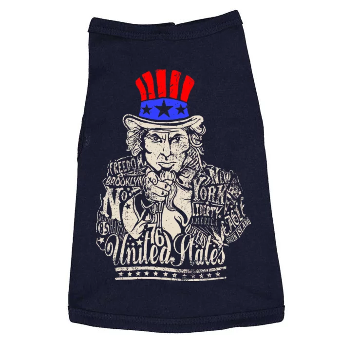 Uncle Sam I Want You 4th of July USA Mashup Doggie Tank