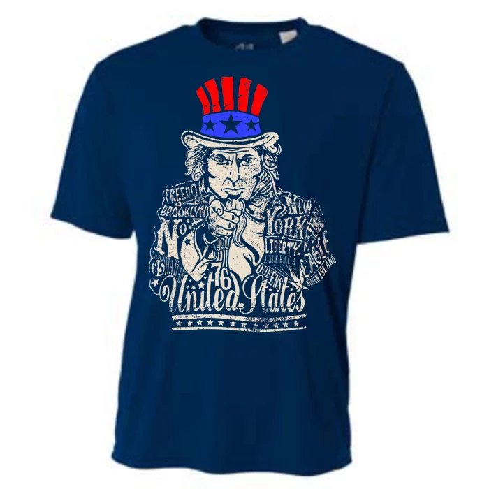 Uncle Sam I Want You 4th of July USA Mashup Cooling Performance Crew T-Shirt