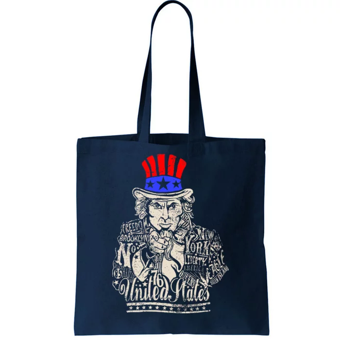 Uncle Sam I Want You 4th of July USA Mashup Tote Bag