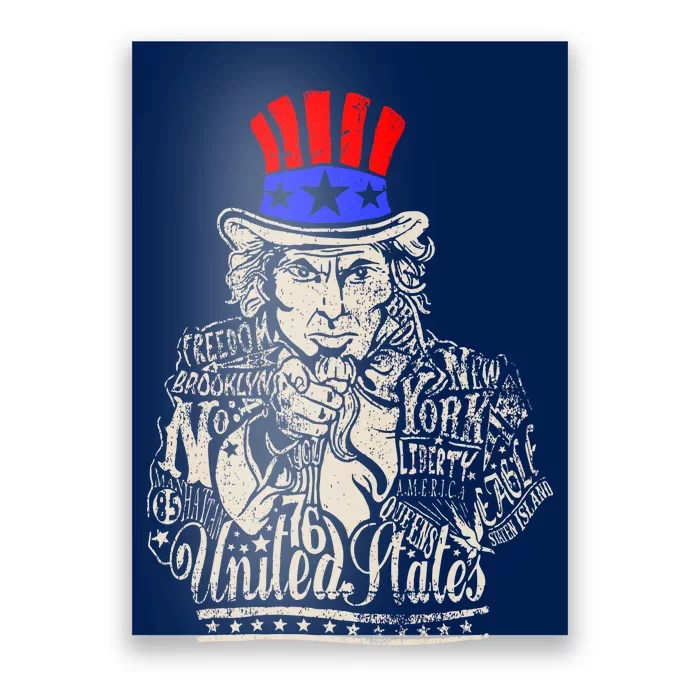 Uncle Sam I Want You 4th of July USA Mashup Poster