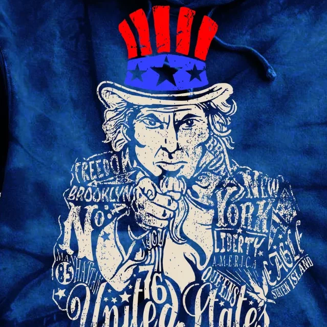 Uncle Sam I Want You 4th of July USA Mashup Tie Dye Hoodie