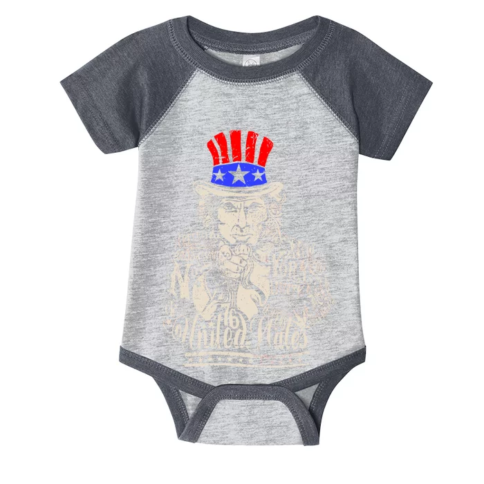 Uncle Sam I Want You 4th of July USA Mashup Infant Baby Jersey Bodysuit