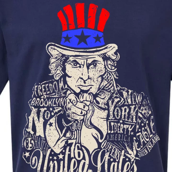 Uncle Sam I Want You 4th of July USA Mashup Sueded Cloud Jersey T-Shirt