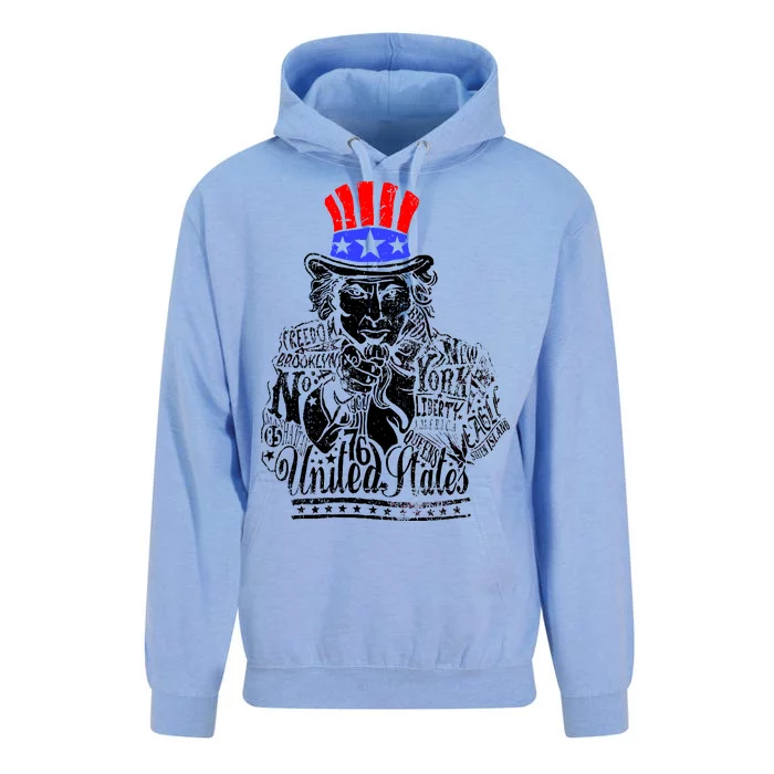 Uncle Sam I Want You 4th of July USA Mashup Unisex Surf Hoodie