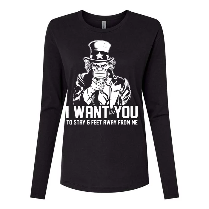 Uncle Sam I Want You To Save 6 Feet Away From Me Womens Cotton Relaxed Long Sleeve T-Shirt