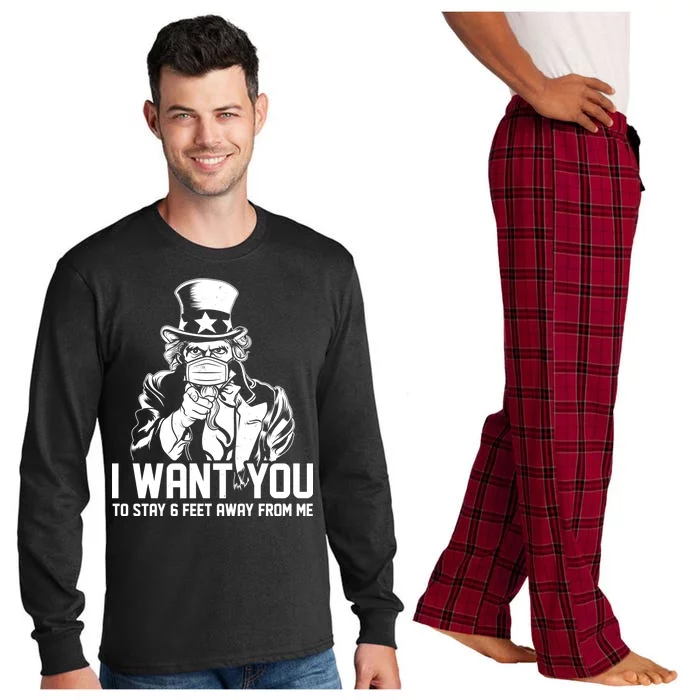 Uncle Sam I Want You To Save 6 Feet Away From Me Long Sleeve Pajama Set