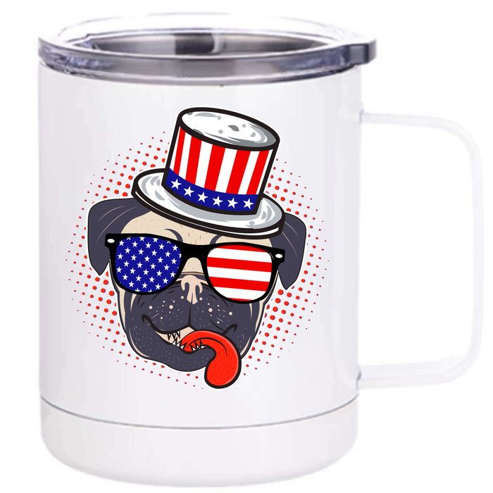 Uncle Sam Pug Front & Back 12oz Stainless Steel Tumbler Cup