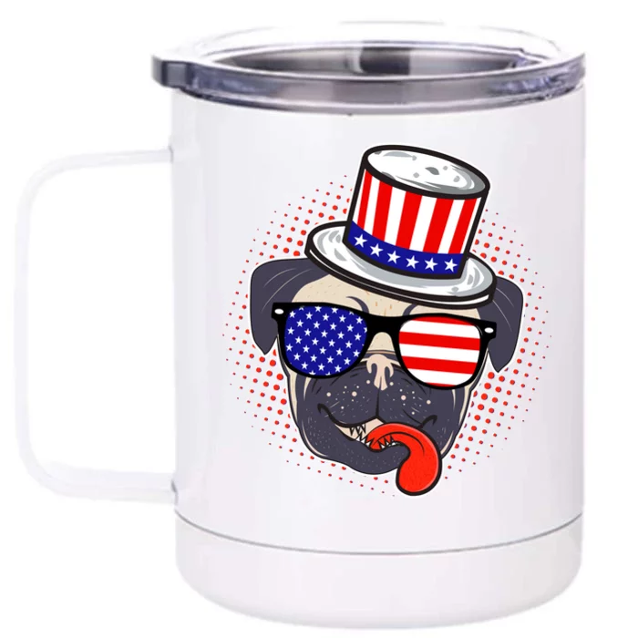 Uncle Sam Pug Front & Back 12oz Stainless Steel Tumbler Cup